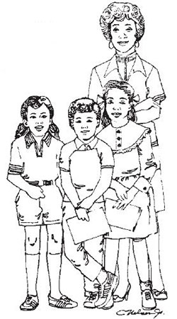 Adult with children