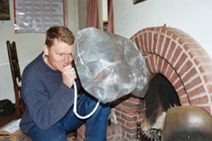 Figure 10. Use of a chimney balloon is a simple way to reduce air infiltration from a fireplace.
