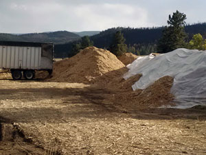 Mulch ready to be installed as a hill slope treatment shortly after the High Park Fire in 2012.