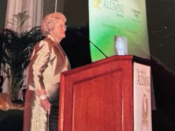 Barbara accepting her distinguished extension award in 2009.