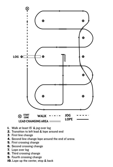 Diagram showing an example of a horseback event reigning pattern