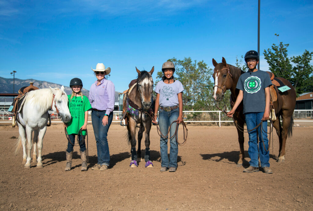 Youth work with horses as part of the 4-H program