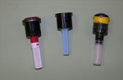 Figure 16: From left to right, MP rotator stream nozzle, spray nozzle and RainBird stream nozzle.
