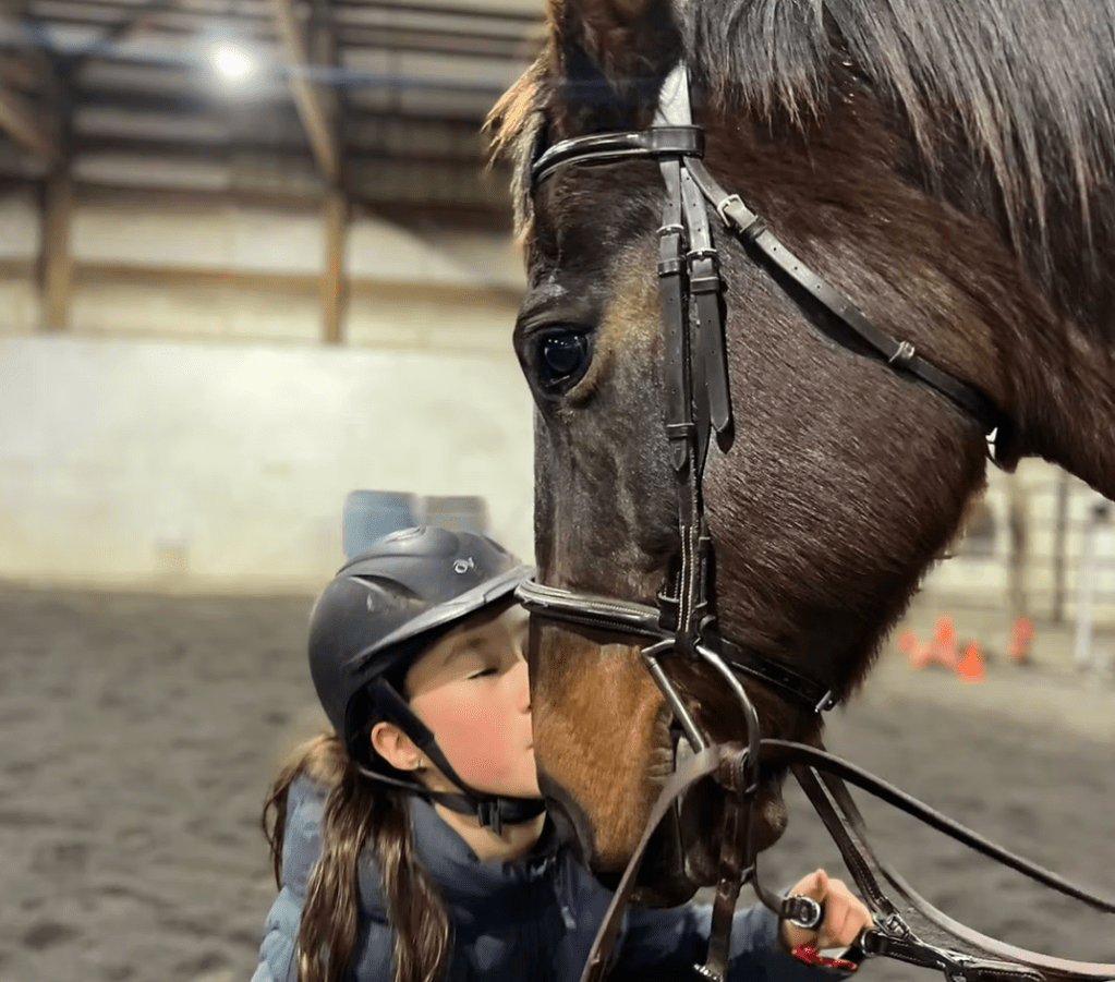 An equestrian with a horse.