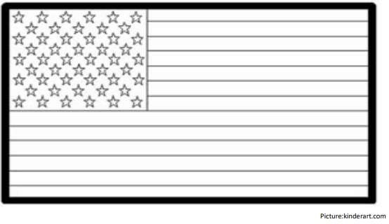 Black and White American Flag Outline