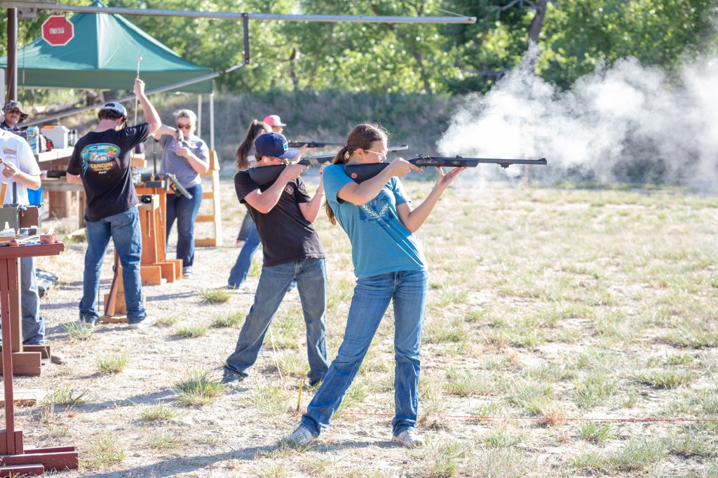 Saxson Keller (left) and Erica Hess (right) at the Muzzleloading contest
