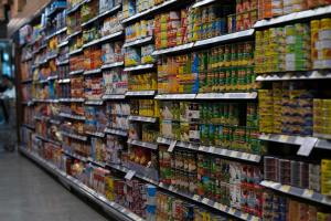 Aisle of canned foods