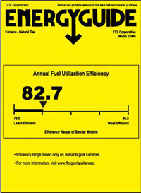 Example of a Yellow Energy Guide sticker for a heater.