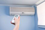 Image of an air handler of a wall-mounted ductless mini-split heat pump.
