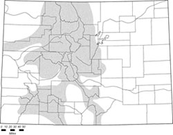 Map of southern red-backed vole distribution. in Colorado