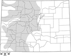 Map of Montane vole distribution in Colorado