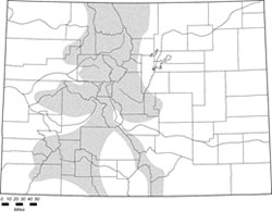Map of Western heather vole distribution in Colorado