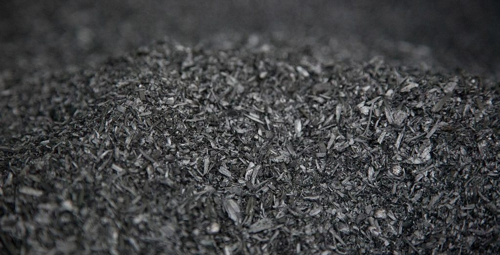 A pile of biochar material