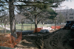 Construction vehicles can damage the existing soil structure by compressing soil particles