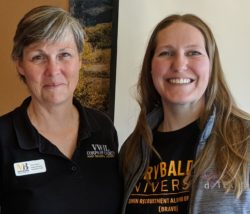 Tiffany Brown, right, with retired USAAF Brigadier General, Terry Djuric, at a Mary Baldwin University recruiting event.