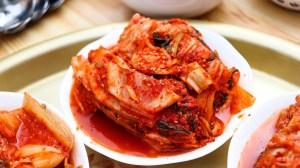 Kimchi in small bowl.