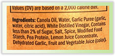 A label showing ingredients.